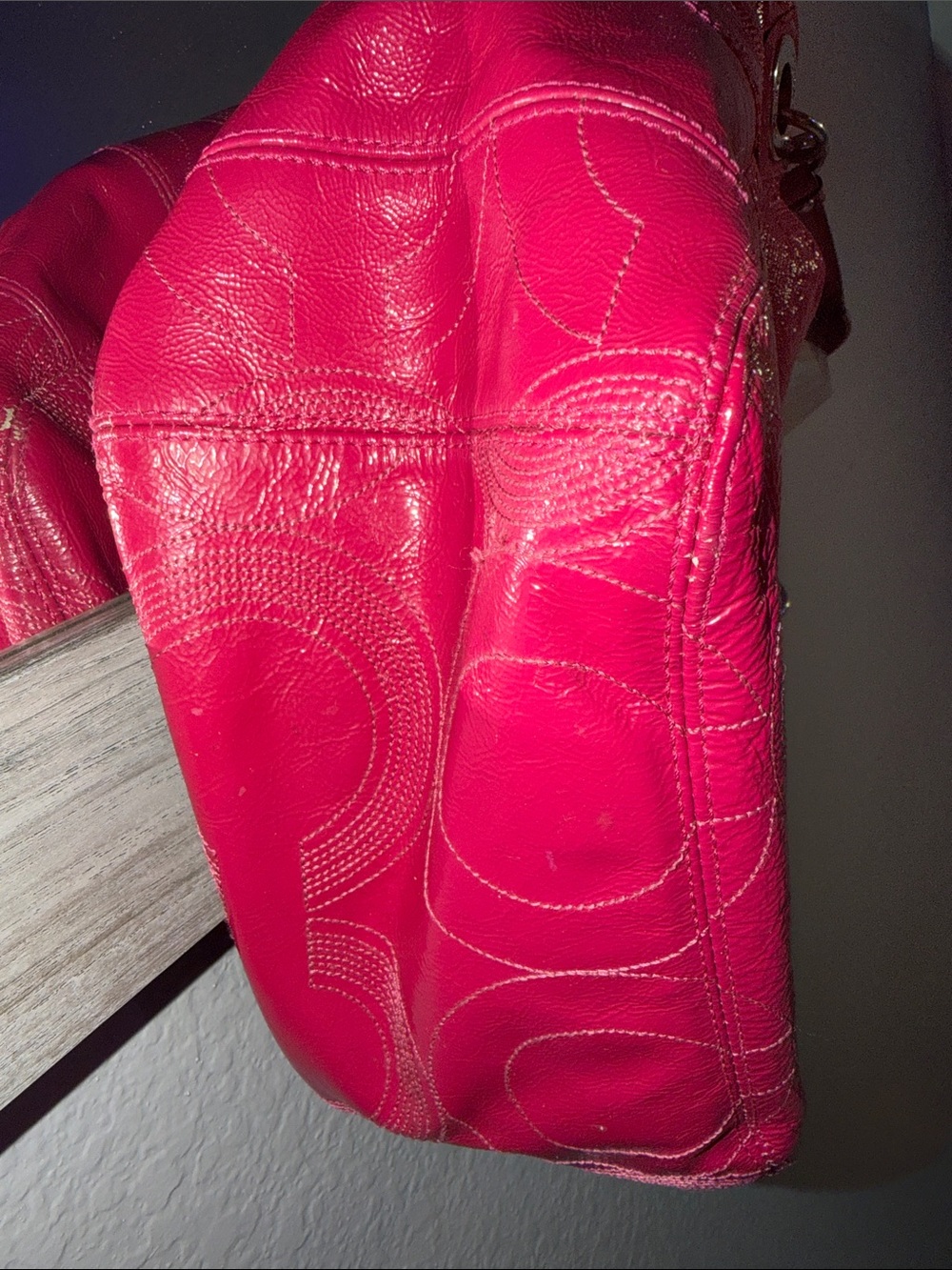 Coach Fuchsia Leather Shoulder Bag with Silver hardware - Picture 2 of 16